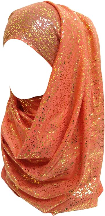 Sparkle Shimmer Gold Glitter Women's Hijab Muslim Head Wrap Scarf Shawl Lightweight