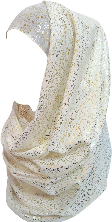 Sparkle Shimmer Gold Glitter Women's Hijab Muslim Head Wrap Scarf Shawl Lightweight