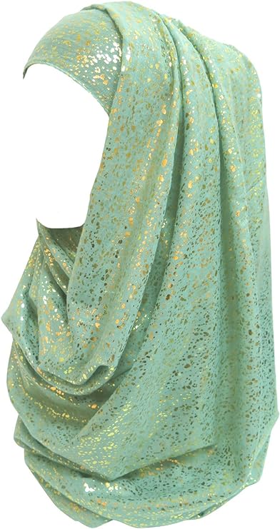 Sparkle Shimmer Gold Glitter Women's Hijab Muslim Head Wrap Scarf Shawl Lightweight