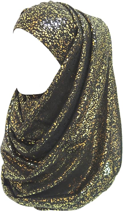 Sparkle Shimmer Gold Glitter Women's Hijab Muslim Head Wrap Scarf Shawl Lightweight