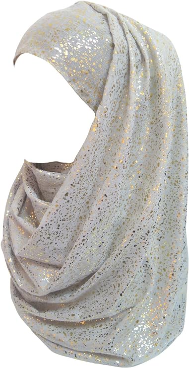 Sparkle Shimmer Gold Glitter Women's Hijab Muslim Head Wrap Scarf Shawl Lightweight