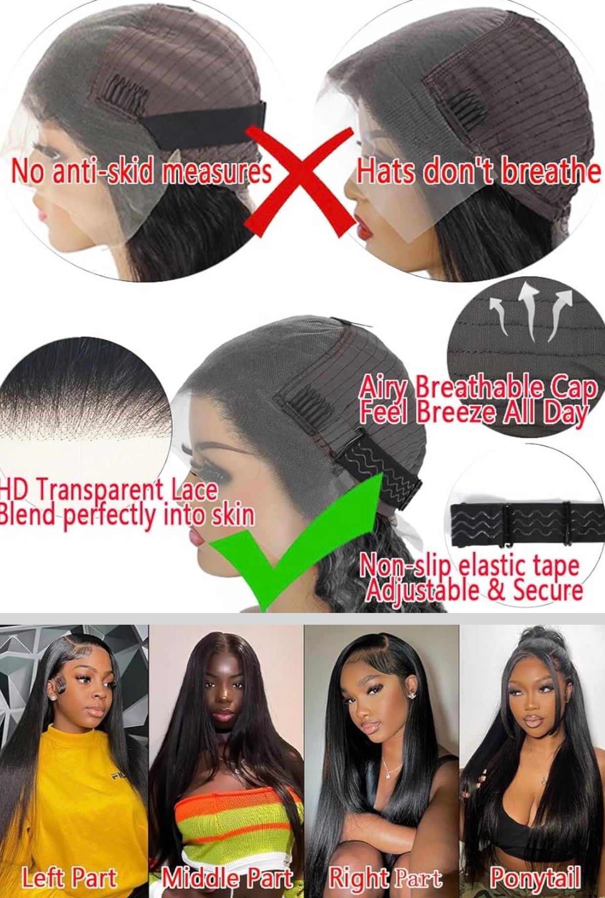 13x6 Lace Front Wigs Human Hair Pre Plucked 200 Density Straight Glueless Wig HD Transparent Human Hair Lace Front Wigs with Baby Hair Lace Front Wigs for Women