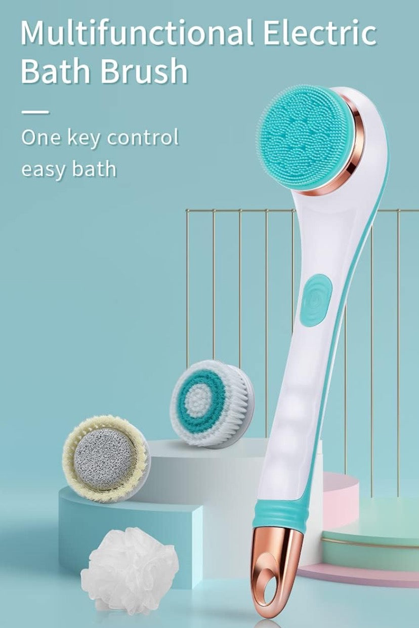 Body Brush Rechargeable, Electric Body Brush Set, Scrubber Shower Brush with Long Handle, Spin Skin Brush with 6 Brush Heads for Cleanse, Massage, exfoliate and Pamper Your Skin in The Shower