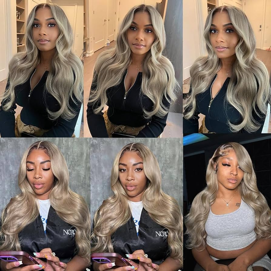 Abgese Ombre Ash Blonde Lace Front Wigs Human Hair Upgrade 200 Density Body Wave Lace Frontal Human Hair Wig 13x4 Glueless Mile Tea Blonde Colored Wig Pre Plucked for Women