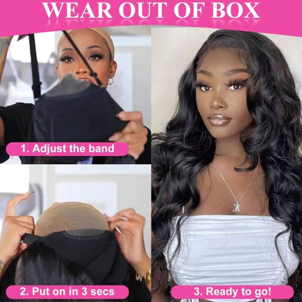 5x5 Glueless Wigs Human Hair Pre Plucked Pre Cut 24 Inch Body Wave Lace Front Wigs Human Hair 180% Put on And Go Glueless Wig For Black Women