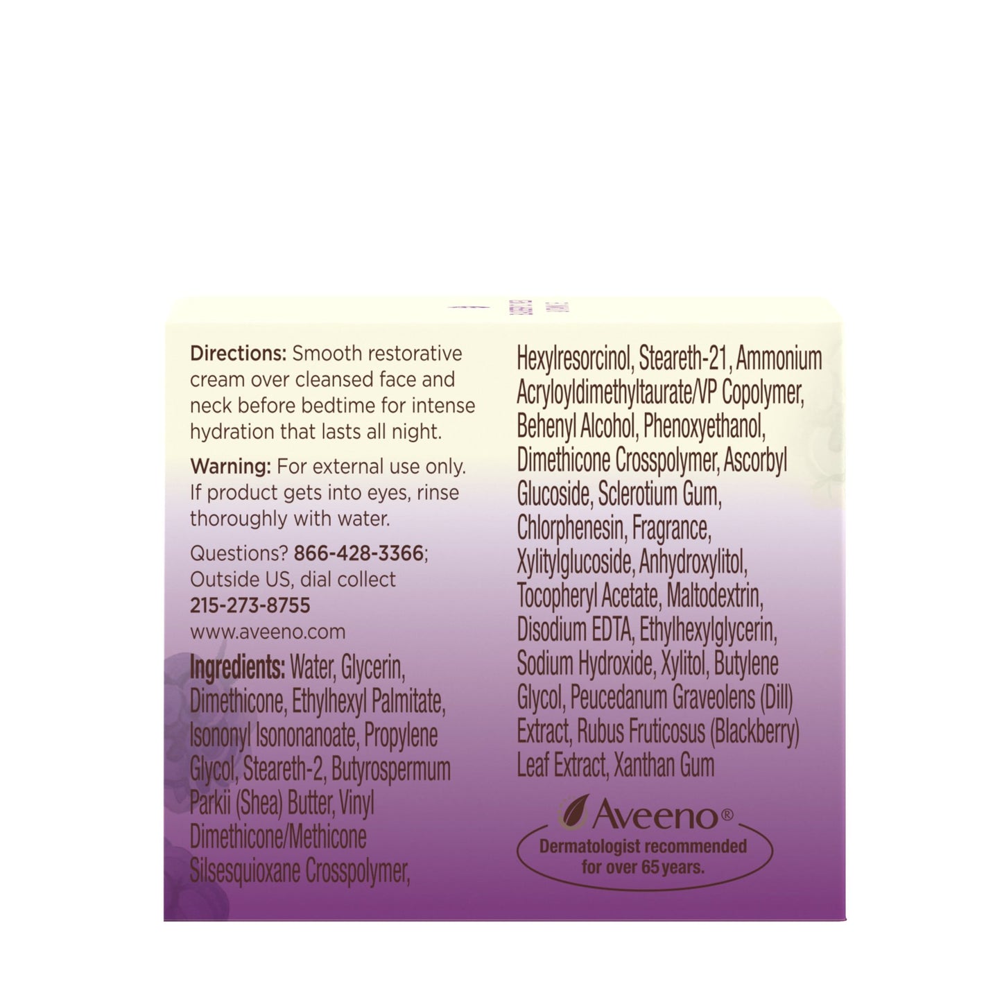 Aveeno Absolutely Ageless Night Cream with Blackberry Complex, Anti-Aging, 1.7 fl oz