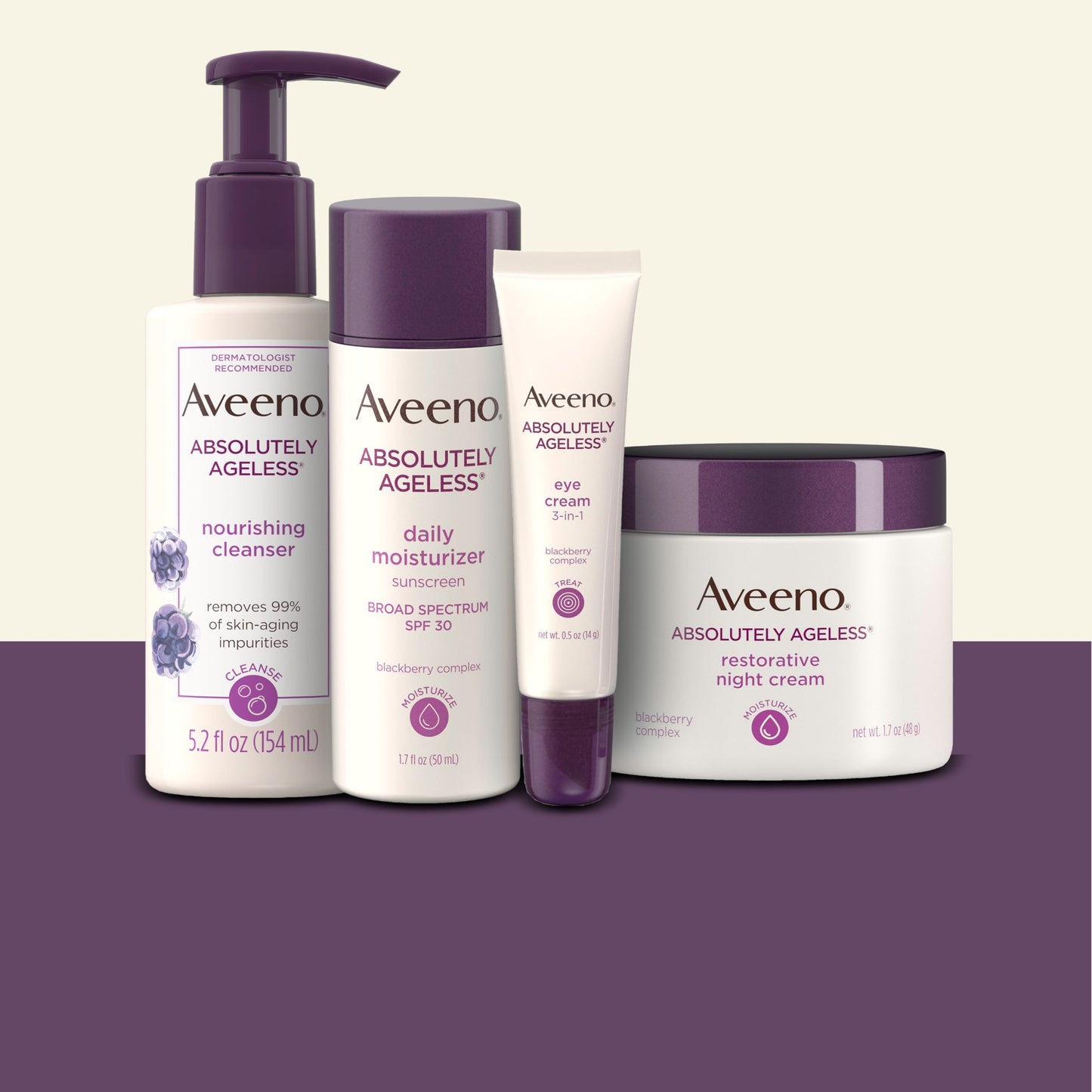 Aveeno Absolutely Ageless Night Cream with Blackberry Complex, Anti-Aging, 1.7 fl oz