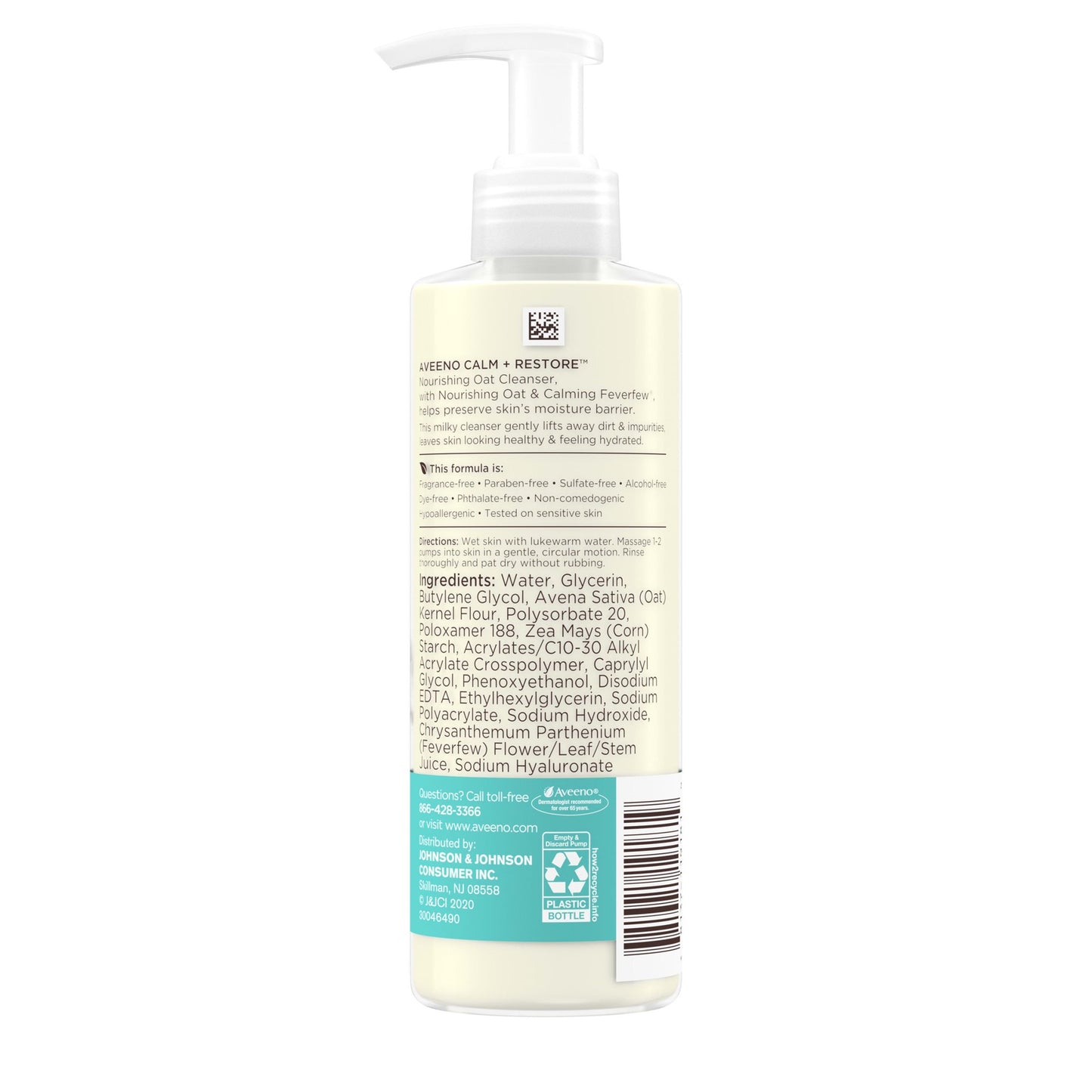 Aveeno Calm + Restore Liquid Cleanser Gel, Sensitive Skin, Soothing, 8 oz