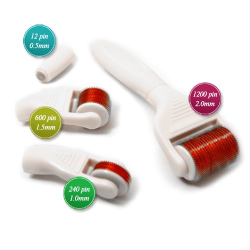 DERMA-CIT 5-In-1 Skin Care Kit Titanium Micro Needle Derma Roller (12/240/600/1200 Needles) for Wrinkles, Acne Scars