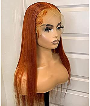 Glowmorous Ginger Orange Long Straight Lace Front Wigs Human Hair 13x6 T Part Lace Frontal Wig Pre Plucked With Baby Hair Brazilian Remy Hair For Black Women