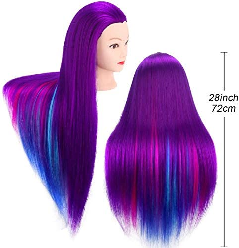 Mannequin Head with Hair, MYSWEETY 28" Mannequin Head Hair Styling Training Head Manikin Cosmetology Doll Head Synthetic Fiber Hair with Table Clamp & Braiding Kit