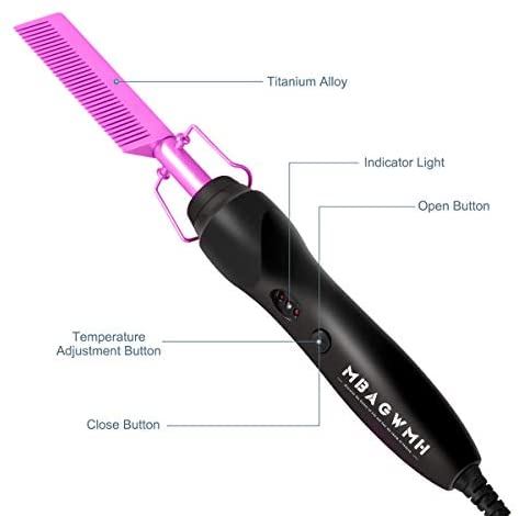 Hot Comb Hair Straightener - Electric Straightening Comb for African American Hair and Wigs - Technology Hair Straightener for Wet and Dry Hair -Multifunctional Straight Hair and Curly Hair