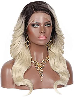 Kalyss 21" Swiss Lace Front Wigs with Baby Hair for Women Side Parted Long Curly Wavy Heat Resistant Japan-made Synthetic 5” Deep Lace Part Ombre Cooper Wigs