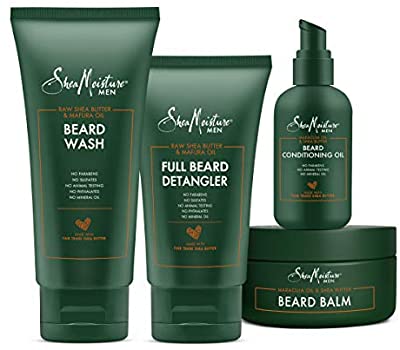 Shea Moisture Complete Beard Kit | All Natural Ingredients | Maracuja Oil & Shea Butter | Beard Balm | Beard Conditioning Oil | Beard Wash | Beard Detangler | Gift Box
