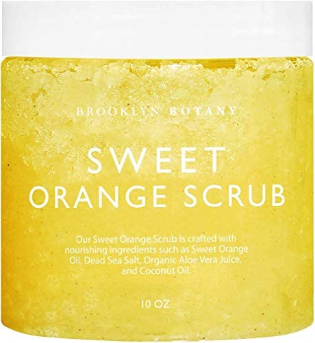 Brooklyn Botany Himalayan Salt Exfoliating Body Scrub and Sweet Orange Body Scrub - Natural Exfoliator and Moisturizer Scrub – Moisturizing Anti Cellulite Scrub - Gifts for Women - 10 oz