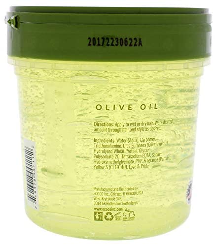 ECOCO Styler Professional Styling Gel, Olive Oil, Max Hold 10, 16 Oz, Large