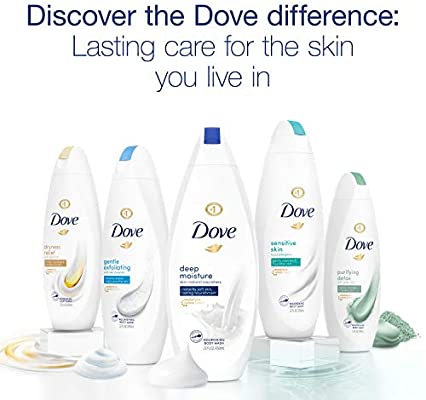 Dove Body Wash for Dry Skin Dryness Relief Effectively Washes Away Bacteria While Nourishing Your Skin 22 oz, 4