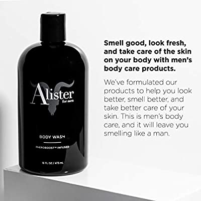 Alister For Men Body Wash Cleanser + Moisturizing Pheroboost Infused with Eucalyptus, Lavender + Mint - Vegan, Sulfate-Free, Cruelty-Free, Paraben-Free - 16 oz
