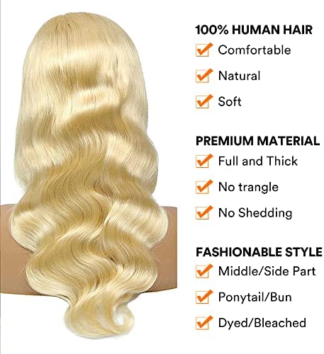 613 Lace Front Wigs Human Hair 13x4 HD Blonde Lace Front Wigs Human Hair Body Wave 613 hd lace frontal wig 150% Density Pre Plucked with Baby Hair for Women (18 inch)