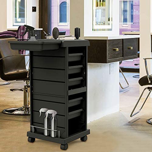 TASALON Salon Trolley Cart for Salon Station - Space Saving Salon Rolling Cart for Extra Storage - Hair Salon Beauty Storage Cart - 6-Tray Salon Cart - Multipurpose Tool Cart - Tattoo Tray - Hair Cart