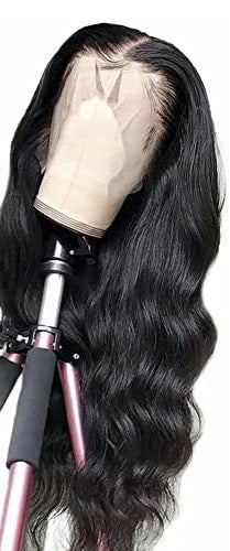 باروكة شعر بشري مموجة بدانتيل أمامي 13×4 باروكة شعر بشري للنساء ذوات البشرة السمراء، كثافة 150%، باروكة شعر بشري برازيلي بكر مسبقة النتف مع خط شعر طبيعي (18-20 بوصة)