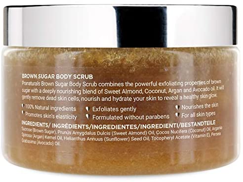 PraNaturals Brown Sugar Body Scrub - Natural Exfoliating Body Scrub - Gently Removes Dead, Dry
