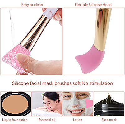 Makeup Brushes DUAIU 16 Pcs Premium Synthetic Foundation Eyeshadow Face Brushes Set for Powder Cream Liquid with Silicone Facial Mask Brush Eyebrow Razor PU Cosmetic Bag Pink