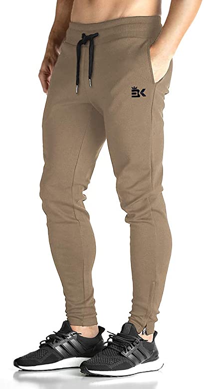 Mens Zip Joggers Pants - Casual Gym Workout Track Pants Comfortable Slim Fit Tapered Sweatpants with Pockets