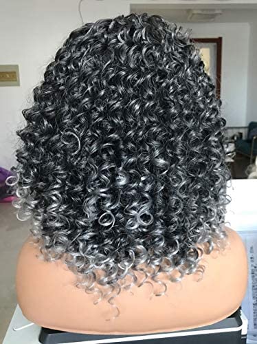PRETTIEST Afro Curly Wigs Ombre Grey Wig with Bangs for Black Women Natural Looking for Daily Wear