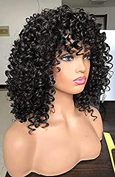 PRETTIEST Afro Curly Wigs Ombre Grey Wig with Bangs for Black Women Natural Looking for Daily Wear