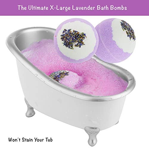 Bath Gift Basket Set for Women: Relaxing at Home Spa Kit Scented with Lavender and Jasmine - Includes Large Bath Bombs, Salts, Shower Gel, Body Butter Lotion, Bath Oil, Bubble Bath, Loofah and More
