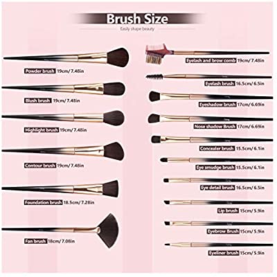 Subsky Professional Makeup Brushes, 16 Pcs Travel Makeup Brush Set Includes Foundation Brush, Powder Brush, Blush Brush, High Light Blush Brush, Concealer Brush, Eyeshadow Brush, Eyebrow Brush