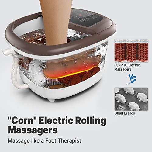 RENPHO Foot Spa Bath Massager, Motorized Massage, Fast Heating, and Powerful Bubble Jets, Automatic Shiatsu Massaging Rollers, Pedicure for Tired Feet, Relieve Feet Muscle Pain