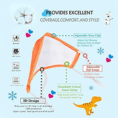 Alldriey Kids Reusable Breathable Washable Face Mask with Adjustable Ear Loops for Girl Boy Children Gift
