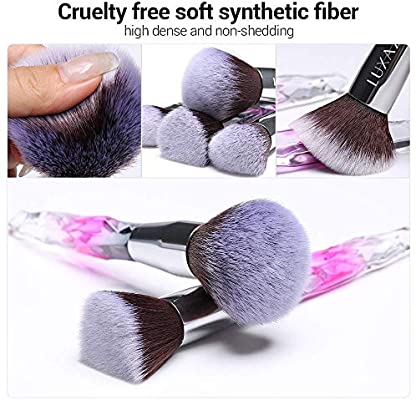 LUXAZA 15PCS Professional Makeup Brush Set, Sparkling Crystal Style Makeup Brushes Premium Synthetic Include Foundation, Eyeshadow,Contour Makeup Brushes for Women & Girls