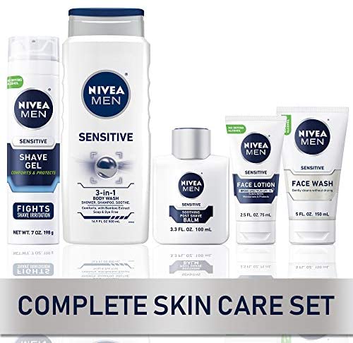 NIVEA MEN Complete Skin Care Collection for Sensitive Skin, 5 Piece Gift Set