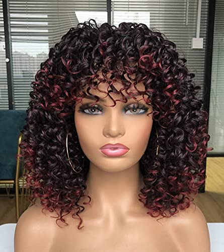 PRETTIEST Afro Curly Wigs Ombre Grey Wig with Bangs for Black Women Natural Looking for Daily Wear