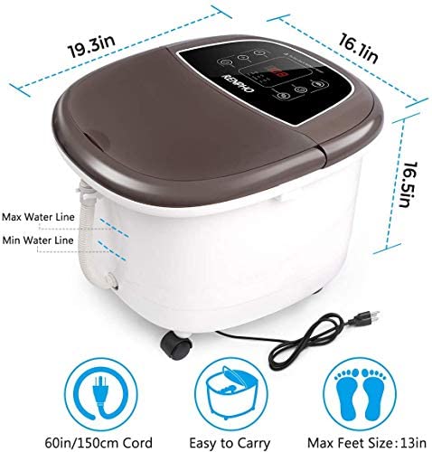 RENPHO Foot Spa Bath Massager, Motorized Massage, Fast Heating, and Powerful Bubble Jets, Automatic Shiatsu Massaging Rollers, Pedicure for Tired Feet, Relieve Feet Muscle Pain