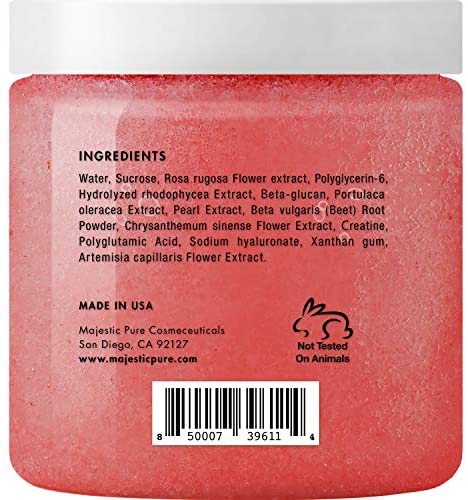 MAJESTIC PURE British Rose Gel Facial and Body Scrub - Gentle Gel Scrub Exfoliates, Hydrates, and Moisturizes Face and Skin - Rejuvenating and Refreshing - 10 oz