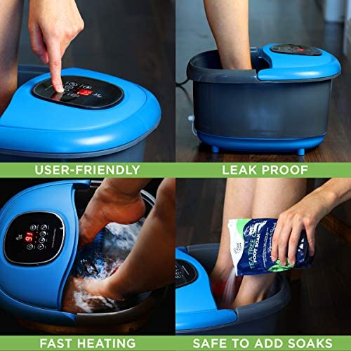 FOOT CURE Foot Spa Massager Basin – Heated Electric Foot Bath Tub with Automatic Massage Rollers & Temperature Control – Luxury Spa Treatment That Rejuvenates Tired Feet & Relieves Pain & Pressure