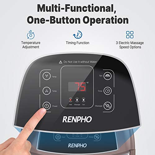 RENPHO Foot Spa Bath Massager, Motorized Massage, Fast Heating, and Powerful Bubble Jets, Automatic Shiatsu Massaging Rollers, Pedicure for Tired Feet, Relieve Feet Muscle Pain