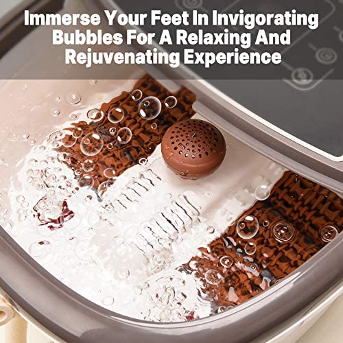 RENPHO Foot Spa Bath Massager, Motorized Massage, Fast Heating, and Powerful Bubble Jets, Automatic Shiatsu Massaging Rollers, Pedicure for Tired Feet, Relieve Feet Muscle Pain