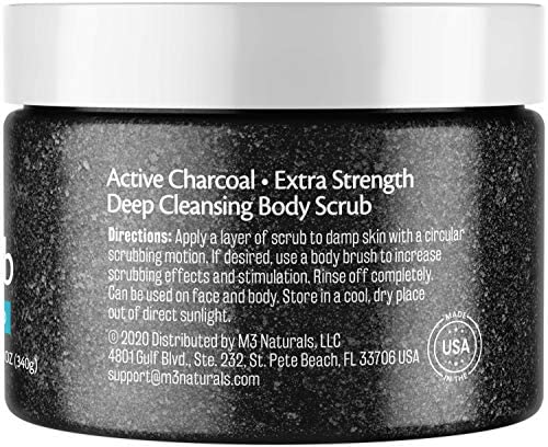 M3 Naturals Activated Charcoal Body Scrub Infused with Collagen and Stem Cell