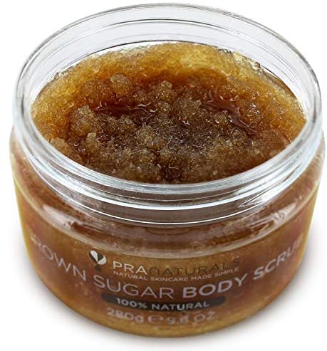 PraNaturals Brown Sugar Body Scrub - Natural Exfoliating Body Scrub - Gently Removes Dead, Dry