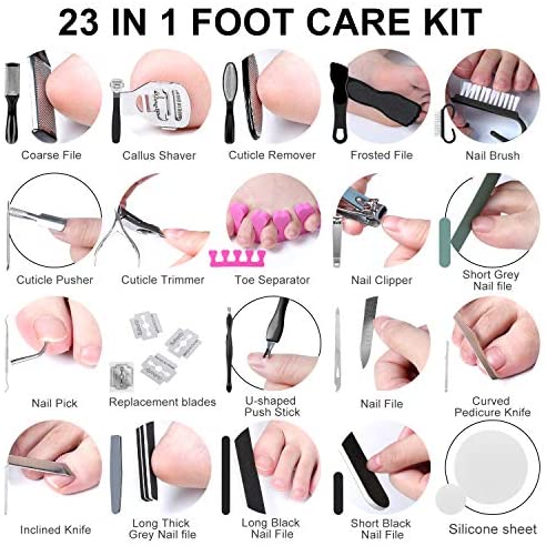 Pedicure Kit Tool Pedicure Set Foot File Foot Care Kit 23 in 1 Pedicure Tools Feet Scrubber Dead Skin Remover Men Women Home Pedicure Kit Nail Clipper Cuticle Trimmer Pedicure Set Spa Nail Care Kit