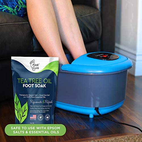 FOOT CURE Foot Spa Massager Basin – Heated Electric Foot Bath Tub with Automatic Massage Rollers & Temperature Control – Luxury Spa Treatment That Rejuvenates Tired Feet & Relieves Pain & Pressure
