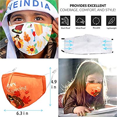 Alldriey Kids Reusable Breathable Washable Face Mask with Adjustable Ear Loops for Girl Boy Children Gift