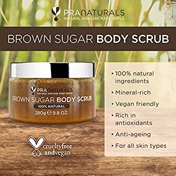 PraNaturals Brown Sugar Body Scrub - Natural Exfoliating Body Scrub - Gently Removes Dead, Dry