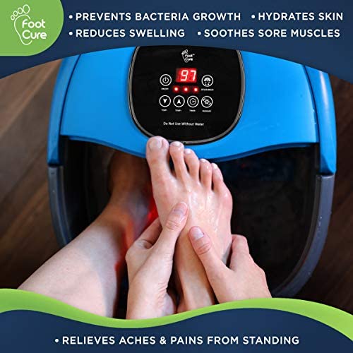 FOOT CURE Foot Spa Massager Basin – Heated Electric Foot Bath Tub with Automatic Massage Rollers & Temperature Control – Luxury Spa Treatment That Rejuvenates Tired Feet & Relieves Pain & Pressure