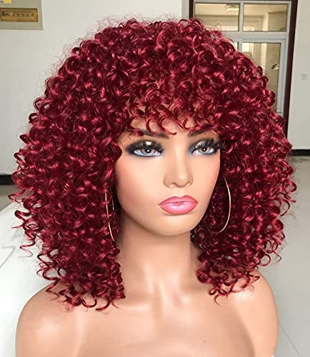 PRETTIEST Afro Curly Wigs Ombre Grey Wig with Bangs for Black Women Natural Looking for Daily Wear